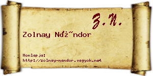 Zolnay Nándor névjegykártya